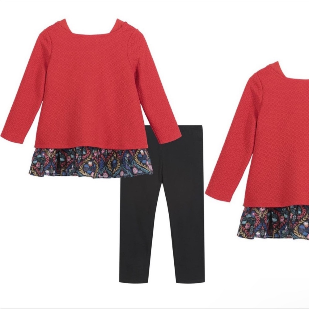 New Pippa and Julie Textured Knit Red and Black 18 Month Set